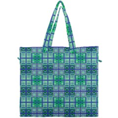 Mod Blue Green Square Pattern Canvas Travel Bag