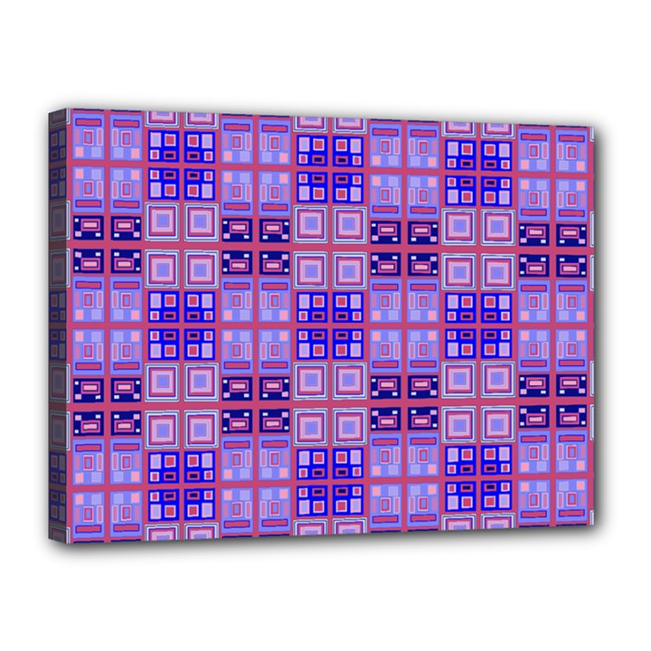 Mod Purple Pink Orange Squares Pattern Canvas 16  x 12  (Stretched)