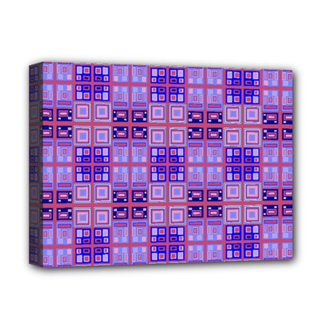 Mod Purple Pink Orange Squares Pattern Deluxe Canvas 16  X 12  (stretched) 