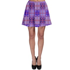 Mod Purple Pink Orange Squares Pattern Skater Skirt by BrightVibesDesign