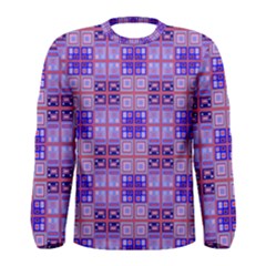 Mod Purple Pink Orange Squares Pattern Men s Long Sleeve Tee