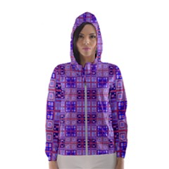 Mod Purple Pink Orange Squares Pattern Hooded Windbreaker (women)