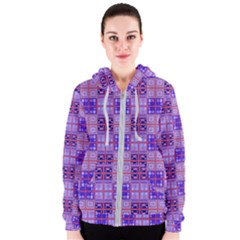 Mod Purple Pink Orange Squares Pattern Women s Zipper Hoodie