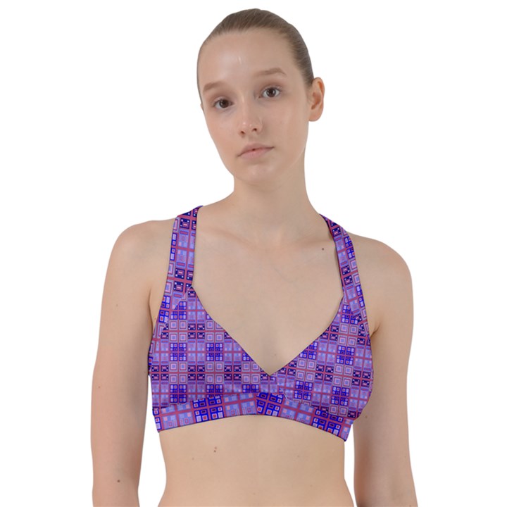 Mod Purple Pink Orange Squares Pattern Sweetheart Sports Bra