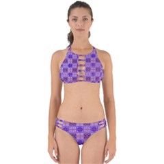 Mod Purple Pink Orange Squares Pattern Perfectly Cut Out Bikini Set