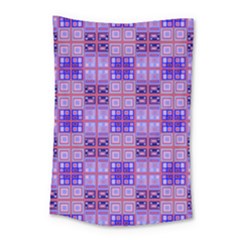 Mod Purple Pink Orange Squares Pattern Small Tapestry