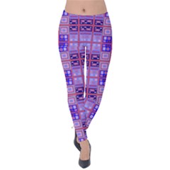 Mod Purple Pink Orange Squares Pattern Velvet Leggings