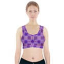 Mod Purple Pink Orange Squares Pattern Sports Bra With Pocket View1