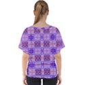 Mod Purple Pink Orange Squares Pattern V-Neck Dolman Drape Top View2