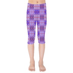 Mod Purple Pink Orange Squares Pattern Kids  Capri Leggings  by BrightVibesDesign