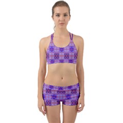 Mod Purple Pink Orange Squares Pattern Back Web Gym Set by BrightVibesDesign