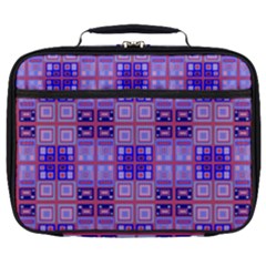 Mod Purple Pink Orange Squares Pattern Full Print Lunch Bag by BrightVibesDesign