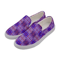 Mod Purple Pink Orange Squares Pattern Women s Canvas Slip Ons