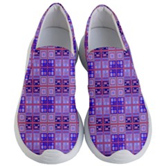 Mod Purple Pink Orange Squares Pattern Women s Lightweight Slip Ons by BrightVibesDesign