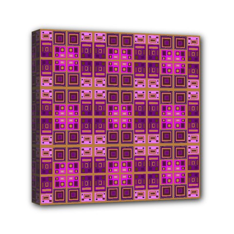 Mod Pink Purple Yellow Square Pattern Mini Canvas 6  X 6  (stretched)