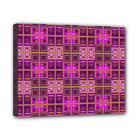 Mod Pink Purple Yellow Square Pattern Canvas 10  X 8  (stretched)