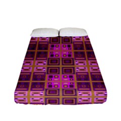 Mod Pink Purple Yellow Square Pattern Fitted Sheet (full/ Double Size) by BrightVibesDesign