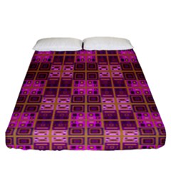 Mod Pink Purple Yellow Square Pattern Fitted Sheet (california King Size)