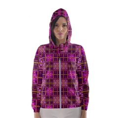 Mod Pink Purple Yellow Square Pattern Hooded Windbreaker (women)