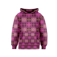 Mod Pink Purple Yellow Square Pattern Kids  Pullover Hoodie