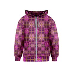 Mod Pink Purple Yellow Square Pattern Kids  Zipper Hoodie