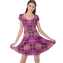 Mod Pink Purple Yellow Square Pattern Cap Sleeve Dress View1