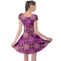 Mod Pink Purple Yellow Square Pattern Cap Sleeve Dress View2