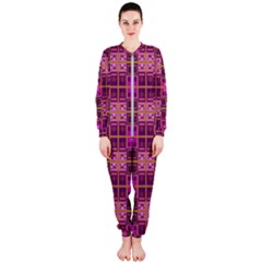 Mod Pink Purple Yellow Square Pattern Onepiece Jumpsuit (ladies) 