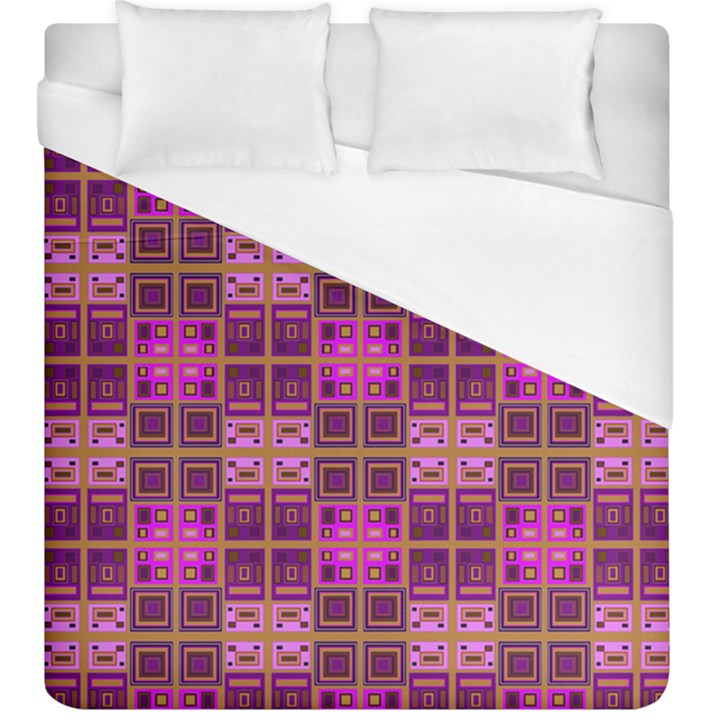 Mod Pink Purple Yellow Square Pattern Duvet Cover (King Size)