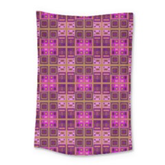 Mod Pink Purple Yellow Square Pattern Small Tapestry