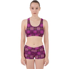 Mod Pink Purple Yellow Square Pattern Work It Out Gym Set by BrightVibesDesign