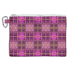 Mod Pink Purple Yellow Square Pattern Canvas Cosmetic Bag (xl) by BrightVibesDesign