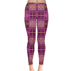 Mod Pink Purple Yellow Square Pattern Inside Out Leggings