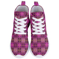 Mod Pink Purple Yellow Square Pattern Women s Lightweight High Top Sneakers