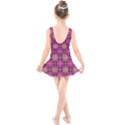 Mod Pink Purple Yellow Square Pattern Kids  Skater Dress Swimsuit View2