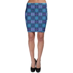 Mod Purple Green Turquoise Square Pattern Bodycon Skirt