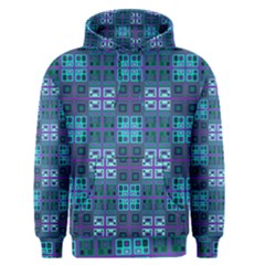 Mod Purple Green Turquoise Square Pattern Men s Pullover Hoodie by BrightVibesDesign