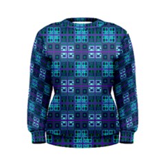 Mod Purple Green Turquoise Square Pattern Women s Sweatshirt by BrightVibesDesign