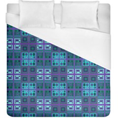 Mod Purple Green Turquoise Square Pattern Duvet Cover (king Size) by BrightVibesDesign