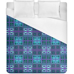 Mod Purple Green Turquoise Square Pattern Duvet Cover (california King Size) by BrightVibesDesign