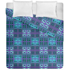 Mod Purple Green Turquoise Square Pattern Duvet Cover Double Side (california King Size)