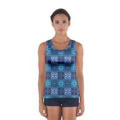 Mod Purple Green Turquoise Square Pattern Sport Tank Top  by BrightVibesDesign