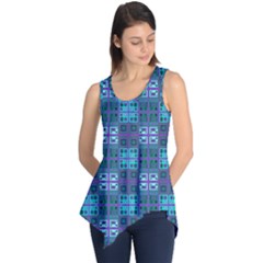 Mod Purple Green Turquoise Square Pattern Sleeveless Tunic by BrightVibesDesign