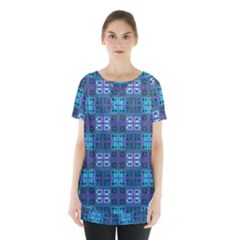 Mod Purple Green Turquoise Square Pattern Skirt Hem Sports Top by BrightVibesDesign