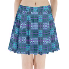 Mod Purple Green Turquoise Square Pattern Pleated Mini Skirt by BrightVibesDesign