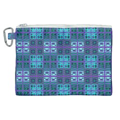 Mod Purple Green Turquoise Square Pattern Canvas Cosmetic Bag (xl) by BrightVibesDesign