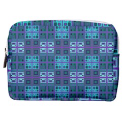 Mod Purple Green Turquoise Square Pattern Make Up Pouch (medium)