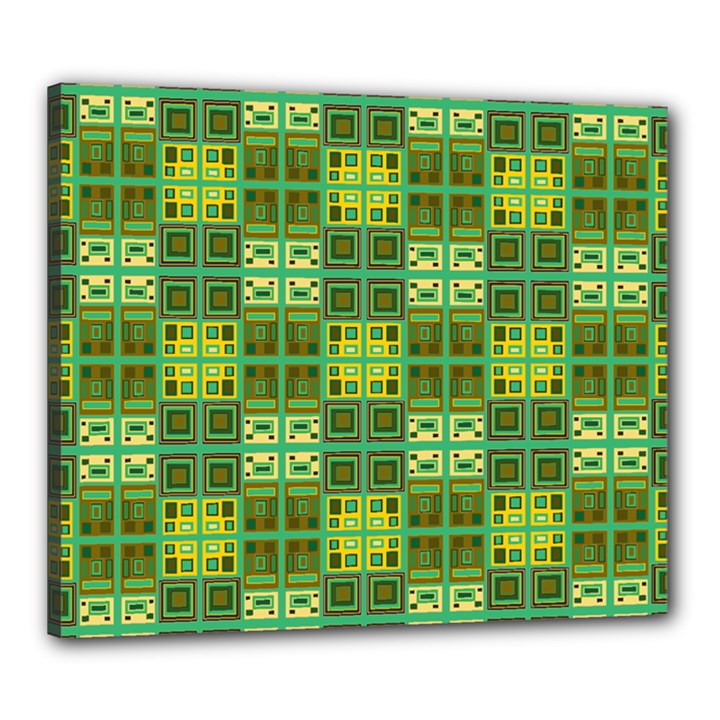 Mod Yellow Green Squares Pattern Canvas 24  x 20  (Stretched)