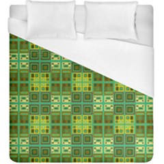 Mod Yellow Green Squares Pattern Duvet Cover (king Size) by BrightVibesDesign