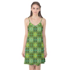 Mod Yellow Green Squares Pattern Camis Nightgown